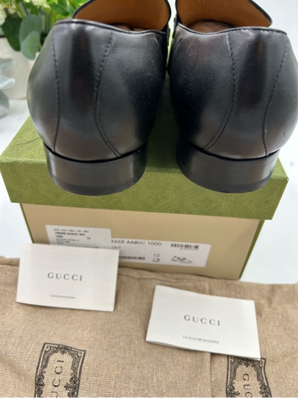 Men’s Gucci interlocking G logo leather loafers size 12 made Italy - Picture 6 of 9